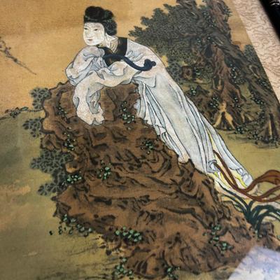 Larger Antique Asian Painting on RICE PAPER 
