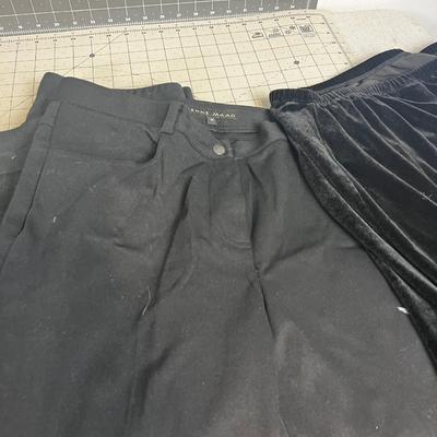 Lot of Black Pants: Demi, Nice Dressy and Casual plus 1 Long Black Velvet Skit