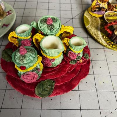 (3) Tiny Tea Party Plates: ABC Bunny Rabbits, Musical Bears and Roses