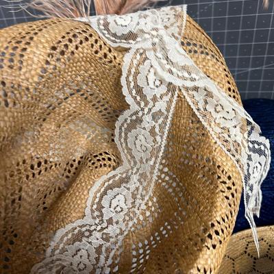 Grouping of Vintage Straw Ladies Hats