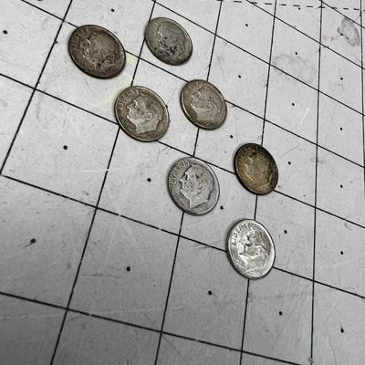 7 Silver Roosevelt Dime 