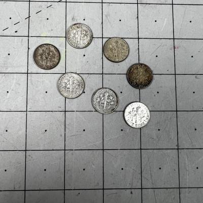 7 Silver Roosevelt Dime 