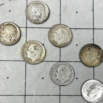 7 Silver Roosevelt Dime 