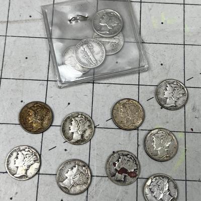 (13) 90% Silver Mercury Dimes 