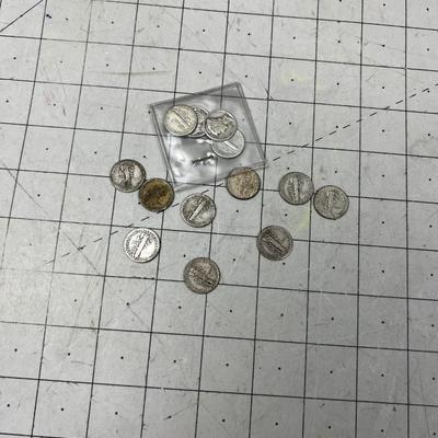 (13) 90% Silver Mercury Dimes 