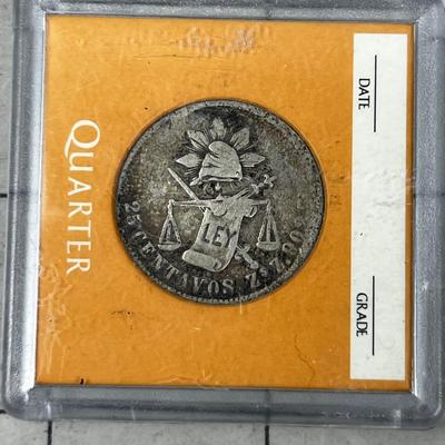1887 Silver Mexican 25 Centavos 