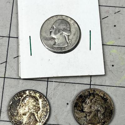 (3) 90% Silver Washing Ton Quarters 