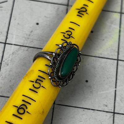Green Marked 925 and Jade Ladies Ring
