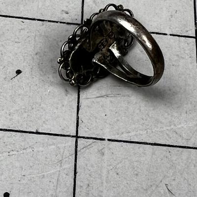 Green Marked 925 and Jade Ladies Ring