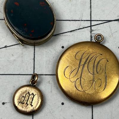 3 Antique Lockets 