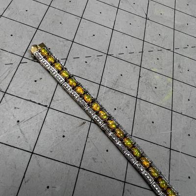 Marked 925 YELLOW Opal/Foil Like Stone PRETTY!!! 