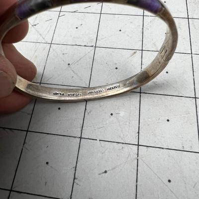 Purple Chevron Stone Silver Bracelet 