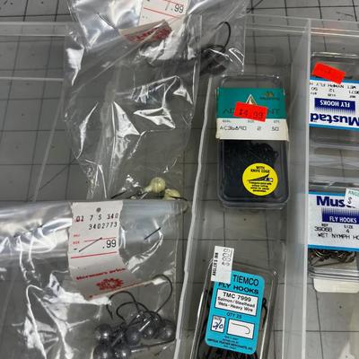 Box of New Fly Hooks and Jig Hooks 
