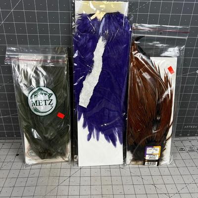 Purple, Green & Brown Feather Hackle Capes