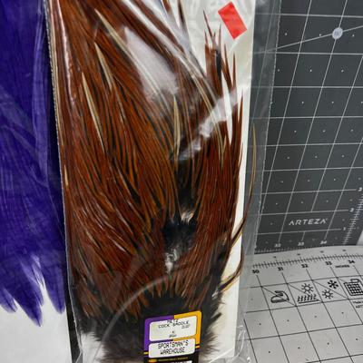 Purple, Green & Brown Feather Hackle Capes