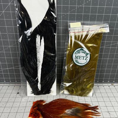 Died Olive, Orange and Black Feathers 