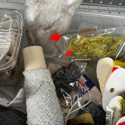 Mixed Lot of Fly Tying Feathers and Channel in Tub 