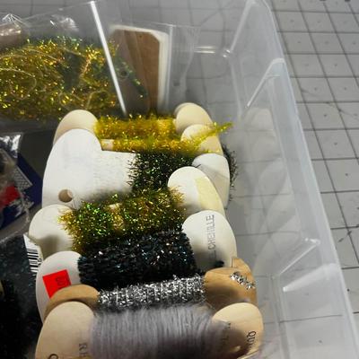 Mixed Lot of Fly Tying Feathers and Channel in Tub 