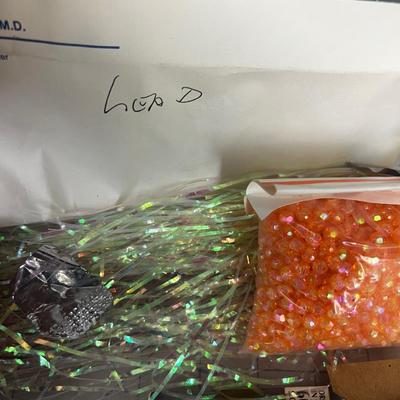 Tub of Jig Heads, Copper Line, Beads - Misc. Fly tying plus the tub. 