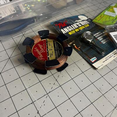 Tub of Jig Heads, Copper Line, Beads - Misc. Fly tying plus the tub. 