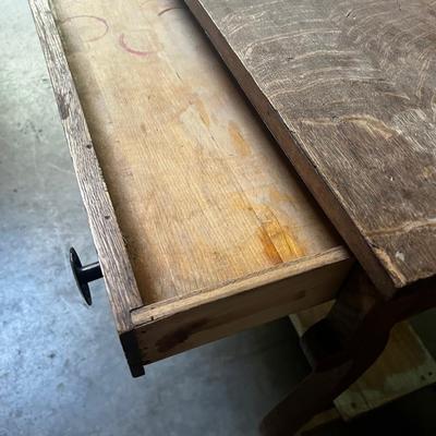 Genuine Oak Library Table with Drawer