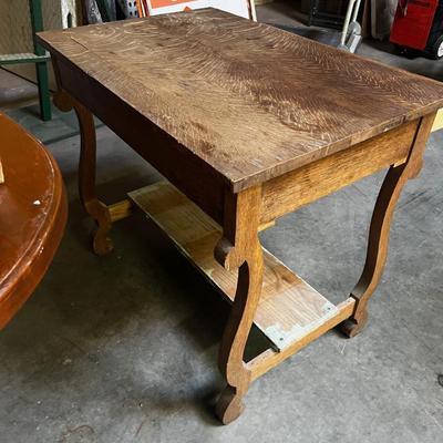 Genuine Oak Library Table with Drawer