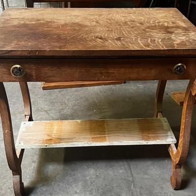 Genuine Oak Library Table with Drawer