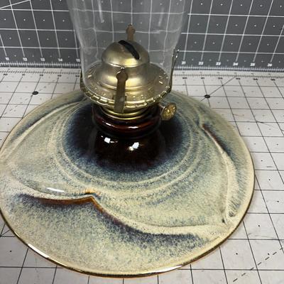 Studio Art Pottery Oil Lamp 