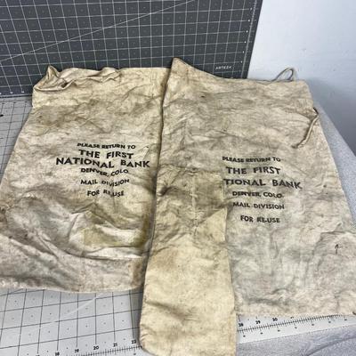 2 First National Money Bank Bags 