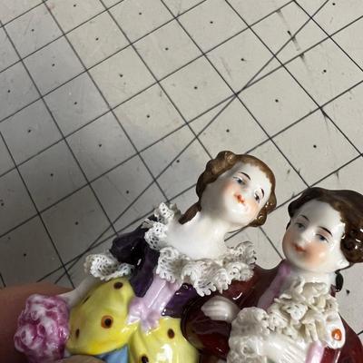 Small 5" Meissen Figurines Lace Edge Man & Woman 