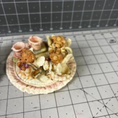 (3) Heavenly: Angles, Jesus, Joseph & Mary Resin Collectible Tiny Tea Parties on Plate 