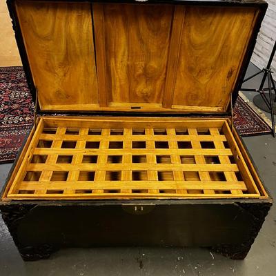 Hand Carved Chinese Camphor Wood Chest, Stunning Piece!  