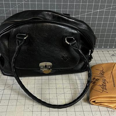 Patricia Nash Black Leather Purse with Cover Include Shoulder Strap