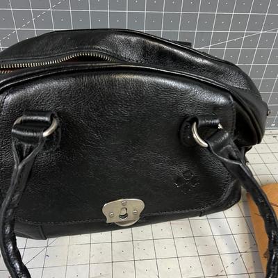 Patricia Nash Black Leather Purse with Cover Include Shoulder Strap