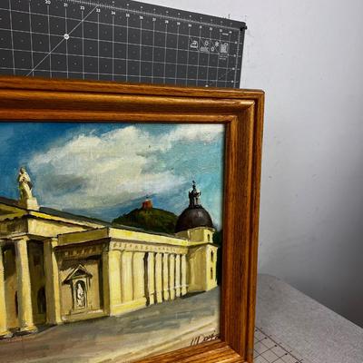 Oil Painting, Framed Oil Dated 1990 Palace or Temple