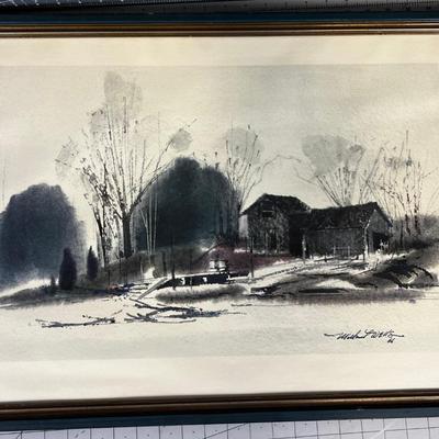 Water Color, by Michael Wells Dated 1966  Homestead of House/Barn