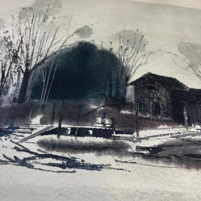 Water Color, by Michael Wells Dated 1966  Homestead of House/Barn