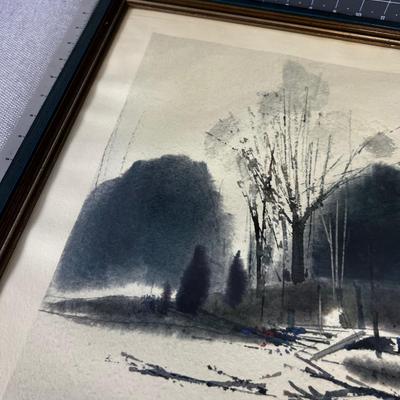 Water Color, by Michael Wells Dated 1966  Homestead of House/Barn