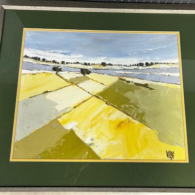 VILBO Landscape Watercolor Original. Farm Field