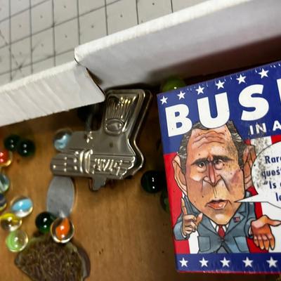 Junk Drawer Clean out: Cap Gun, Marbles, Novelty Toys, Antique Light Bulb