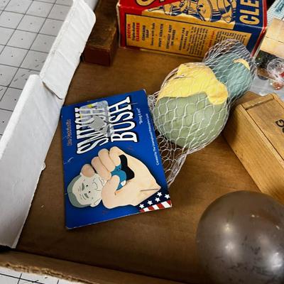 Junk Drawer Clean out: Cap Gun, Marbles, Novelty Toys, Antique Light Bulb