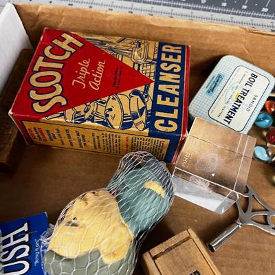 Junk Drawer Clean out: Cap Gun, Marbles, Novelty Toys, Antique Light Bulb