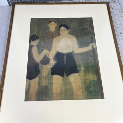 Vintage Asian Silk Painting 