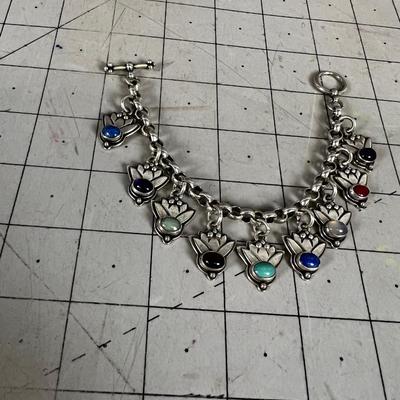 Jewelry Marked 925 Hand Crafted Charms with Lotus and Chakra Stones. NICE