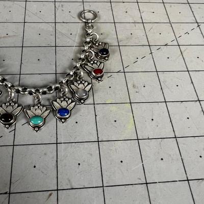 Jewelry Marked 925 Hand Crafted Charms with Lotus and Chakra Stones. NICE