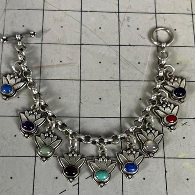 Jewelry Marked 925 Hand Crafted Charms with Lotus and Chakra Stones. NICE
