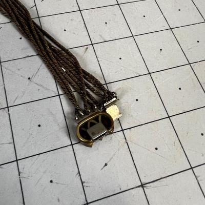 Copper Tone, Antique, Pendant Necklace with Multi Strands Gorgeous Lighter Blue Rhinestones. 