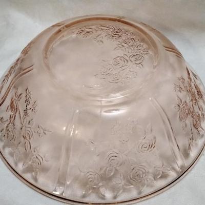 Sharon Depression Glass Bowl Federal Cabbage Roses Pink Serving 10"