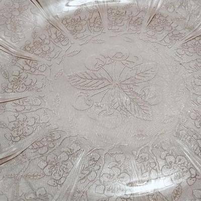 Jeanette Cherry Blossom Plate Depression Glass Circa 1930 9"