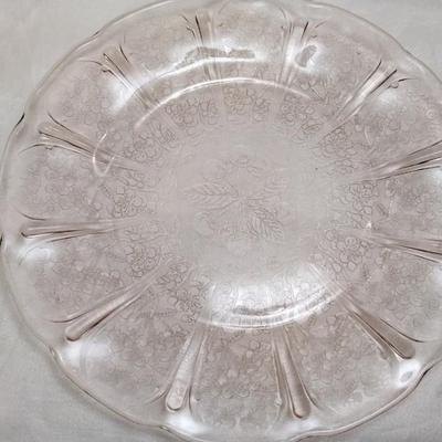 Jeanette Cherry Blossom Plate Depression Glass Circa 1930 9"